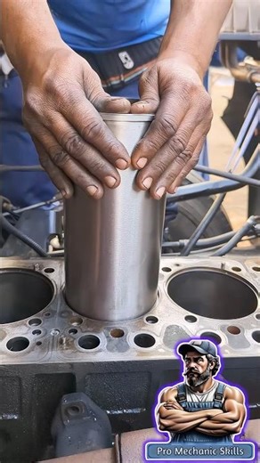 Perfect Dry Liner Installation 🔧 Engine Rebuild Pro Technique #shorts #liner #engine #viralvideo