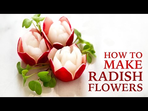 How To Make A Radish Flower // Vegetable Carving Tutorial Fruit Rose Carving