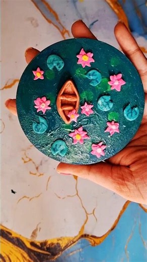 Diy lotus pond fridge magnet#diy #art#shorts#youtubeshorts
