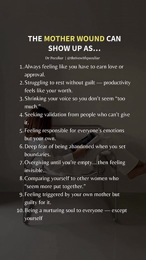 Sometimes, the hardest part about healing is realizing the wound didn’t start with you. You learned to be the strong one. The fixer. The one who never asks for help because somewhere deep down, you were taught that needing love meant you were weak. You learned to smile even when your chest was tight. To swallow your feelings so you wouldn’t “disappoint” anyone. To overcompensate, to overgive, just to feel worthy of being chosen. That’s the mother wound. And it runs deeper than most people realiz