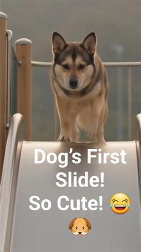 Dog Tries a Slide for the First Time! Cutest Reaction Ever 😂✨ #dog #funnydog #pets