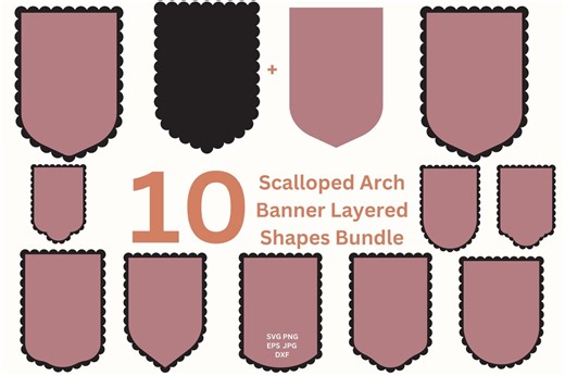 Scalloped Arch Banner Template Shapes SVG Bundle Paper Banner Svg, Layered Banner SVG Paper Cut Outs, Bunting Banner Cricut Designs Laser - Etsy