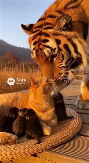 Tiger Meets Tiny Kitten Family For the First Time (Heartwarming Surprise!