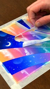 Peel off the tape… and witness the magic! ✨🎨 #art #pastel #painting #satisfying #creative #galaxy #artist #magic #aesthetic | Art Room