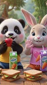Baby Bear Shares Lunch with Bunny Kid 🐻🥕🐰