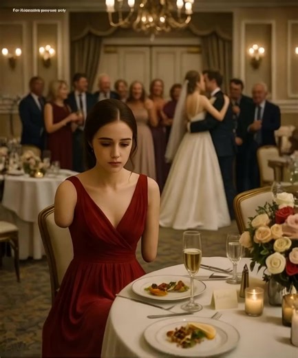 😱 “Can you believe her? She actually came?” — whispered voices rippled through the crowd as the one-armed girl entered her sister’s wedding. 😱 Cast aside by her adoptive family, she now faced the humiliation of their stares alone. At the doorway, Sofia froze, clutching the folded invitation in her remaining hand. The hall glittered with chandeliers, laughter, and music, yet the waiter’s hesitant nod directed her to a forgotten corner table beneath a dying palm. A crumpled cloth. A single chair
