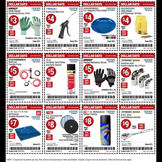 Harbor Freight Dollar Days Coupons