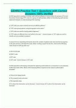 CEHRS Practice Test 1 Questions with Correct Answers 100 Verified2087