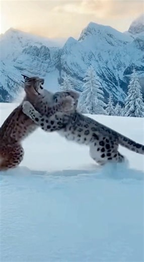 Man saw a Lynx n Leopard fight in snow #youtubeshorts #wildlife #pets #zoo #animals #nature #shorts