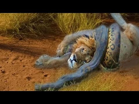 Python attacks Lion very hard, Wild Animals Attack
