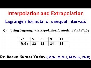 Lagrange's interpolation formula | Interpolation with unequal intervals | part 2 |