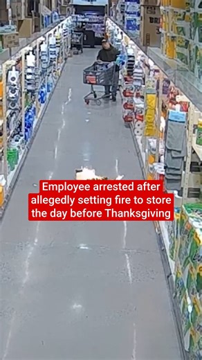 A supermarket employee has been arrested and charged with arson after a shelf full of kitchen roll was set on fire, starting a huge blaze in a busy store as shoppers prepared for Thanksgiving. CCTV footage released by the New York City Fire Department shows flames reaching high into the store as rolls of paper catch fire at a Staten Island branch of ShopRite, before a man the FDNY described as a “fast-acting customer” races to the scene with a fire extinguisher. 21-year-old Dominick Sacchetti wa