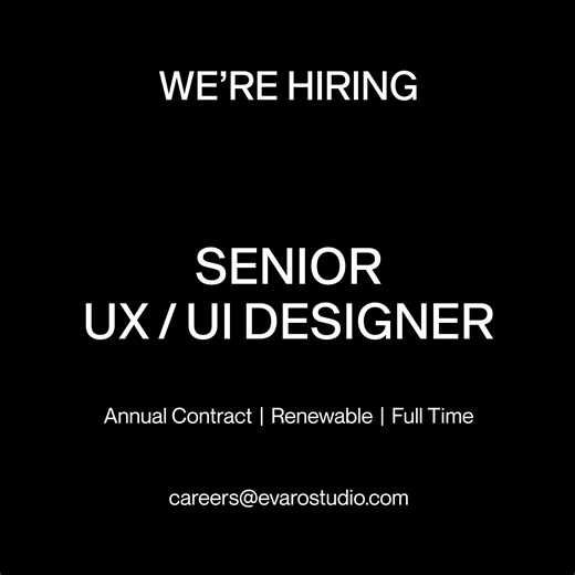 Hello Everyone, We Are Hiring! 🪂 Job Title: Senior UI/UX Designer 𝗣𝗼𝘀𝗶𝘁𝗶𝗼𝗻 𝗗𝗲𝘁𝗮𝗶𝗹𝘀: • Salary: Market-competitive compensation in USD, aligned with seniority and expertise • Location: Remote • Hours: Full-time — 8 hours/day, 5 days/week • Contract: Annual contract (12 months, renewable — probation period: 3 months) 𝗥𝗼𝗹𝗲 𝗦𝘂𝗺𝗺𝗮𝗿𝘆: Own end-to-end user experience design across complex digital products. Drive clarity, usability, and visual quality while collaborating closely