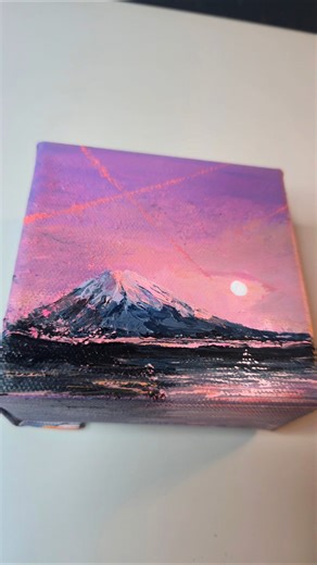 Easy Mountain Sunset Painting 🌄 / Acrylic Painting Ideas for Beginners #art #acrylicpainting #canvas
