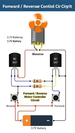 Forward and reverse direction motor control circuit diagram #forwardreverse #youtubeai #dcmotor