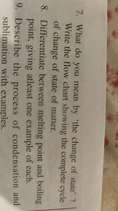 7. What do you mean by 'the change of state' ? Write the flow c... | Filo