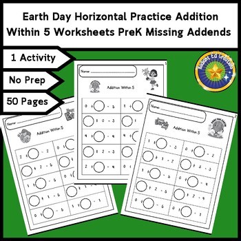 Earth Day Addition Math 5 Fact Fluency Place Value Logic Puzzle Number Practice