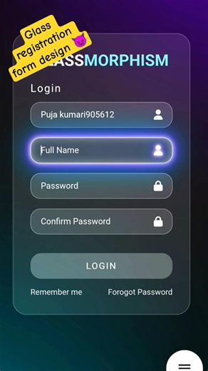 🔥 Glassmorphism Login UI Design | Neon Glow Effect #video #shorts #blog #coding #WebDevelopment