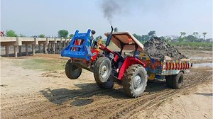 Powerfull Perfomance Massey 260 Tractor Badly Fail Fully Loaded Trolley Under the River | Osama Offi-cial