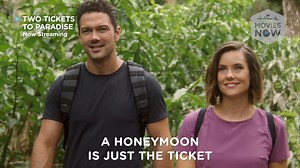 Separate honeymoons, together!? Why not!? "Two Tickets To Paradise" starring Ashley Williams and Ryan Paevey is now streaming on Hallmark Movies Now! | Hallmark Plus