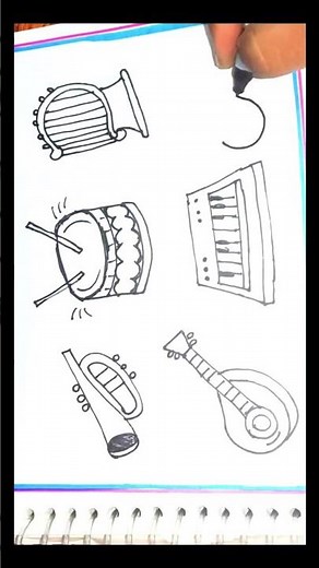 🎵 “Draw Musical Instruments in 5 Minutes | सुपर आसान Drawing Trick!”