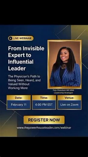 The biggest leadership shift happens when clinicians stop waiting for recognition and start positioning intentionally. This is not about ambition. It is about alignment. We will talk about this directly in the webinar happening this week. Register now using the link in bio, or comment “ALIGNMENT” and I will send the link. #MedicalLeadership #HealthcareLeadership #PhysicianExecutive #ClinicalLeadership#SustainableLeadership #BurnoutInHealthcare #LeadershipWithoutBurnout #PhysicianWellbeing#WomenI