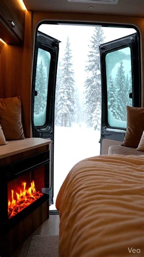 Perfect Winter Campervan Escape 🚐✨#shorts #campervan #campfire #cozy #camping #forest #snow