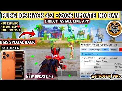 PUBG/BGMI 4.2 iOS Hack Latest 2026 | SAFE MAIN ID |DIRECT INSTALL SKIN HACK BGMI KINGIOS 4.1 ZERO