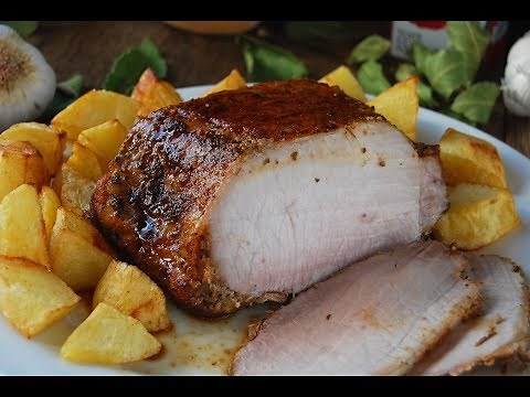 Roasted and baked pork loin