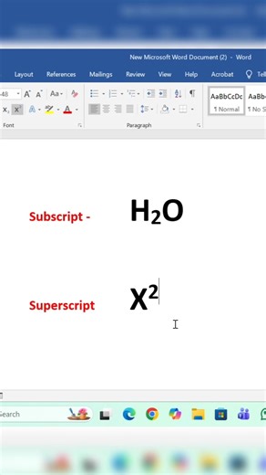 Superscript and Subscript in MS Word and Excel