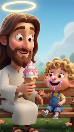 Jesus Spreading Joy with Kids 😇💖 | Cute & Funny 3D Cartoon Moments | Heartwarming #Shorts