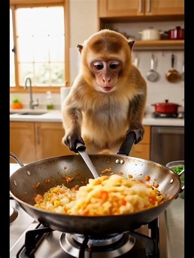watch the monkey cooking