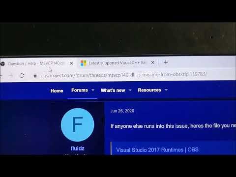 OBS Studio: obs64.exe - system error. code execution cannot proceed because MSVCP140_1.dll was not..