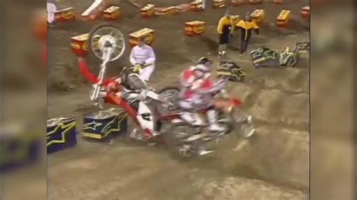 Carmichael and LaRocco's crashes changed everything! See the Supercross race aftermath, injuries, and progression. Follow for more clips like this from 'Bar to Bar 2002 Supercross' classic! #Supercross #Motocross #Racing #Crashes
