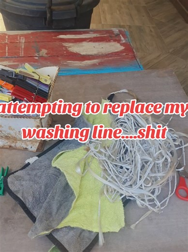 Threading a washing line line is a mammoth task.Perspiration dripping down my boobies trickling down my Crack of my buttocks. Hoping to hang my linen soon.