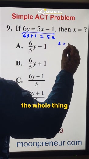 The FASTEST Way to Solve One-Variable Equations on ACT Math #maths