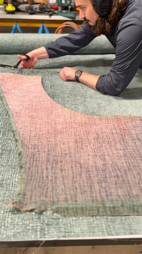 Hudson Homeworks | Fine Furniture Restoration & Upholstery on Instagram: "Every custom piece starts long before the staple gun. Thoughtful patterning. Precise cuts. No shortcuts. Now booking upholstery & refinishing projects for March. Repairs always welcome. #furniturerestoration #reupholstered #knoxvillesmallbusiness"