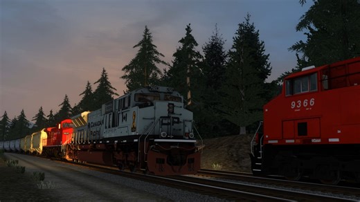 TSC模拟火车2024 美国火车视频合集88 凌晨 加拿大CP ES44AC会车CP SD70ACU牵引粮食料斗车