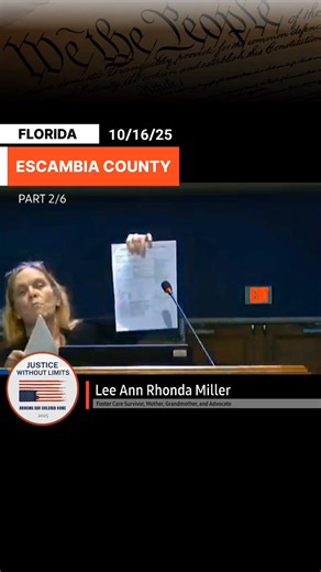 PART 2/6 - Three generations in the system exposed. Lee Ann is a survivor and warrior! PLEASE TAG 3 FRIENDS who need to know this is happening! At the drop of pen and one wet signature from a conspiring judge, your children could be taken too. ⚠️ Minute 1:00 | #JudgeWilliams, #JudgeHarris, and #JudgeRobinson #JusticeWithoutLimits #BringingOurChildrenHome #WeShallBeFree #MaricopaCounty #EscambiaCounty Shout out to our newest patriots! We are all excited to have you with us! Willa Kringle, Luis Am