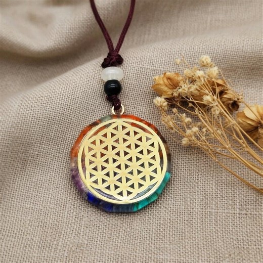 Orgonite Flower of Life Pendant, Chakra Healing Crystal Necklace, Sacred Geometry Jewelry - Etsy