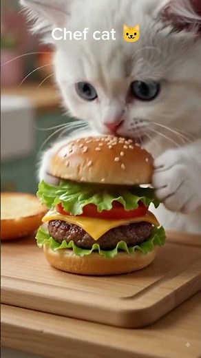Funny Cat Chef 👨‍🍳 🍔 Cat Chef Makes the World's Best Burger 😹 | Funny Cat Story #shorts