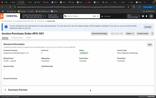 Creating an Invoice for PO