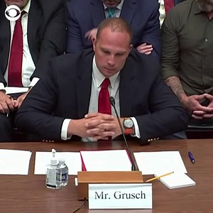 19K views · 330 reactions | UFO whistleblower and former Air Force officer David Grusch says "nonhuman biologics" came from the recovery of some crashed spacecrafts. https://cbsn.ws/477FcgF | CBS News | Facebook