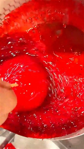 Candy Apple Swirling in Syrup with Glossy Red Coating #shorts