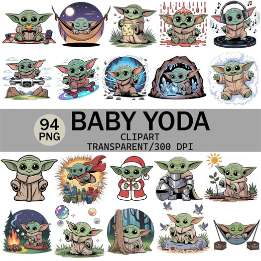 Cute Baby Yoda Clipart Bundle, Star PNG (digital Download) - Etsy