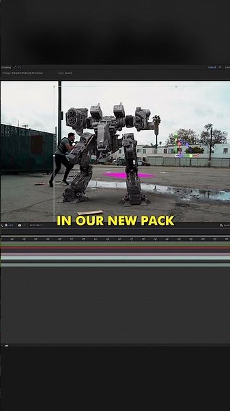 Giant Robots Fight in Los Angeles! (After Effects)