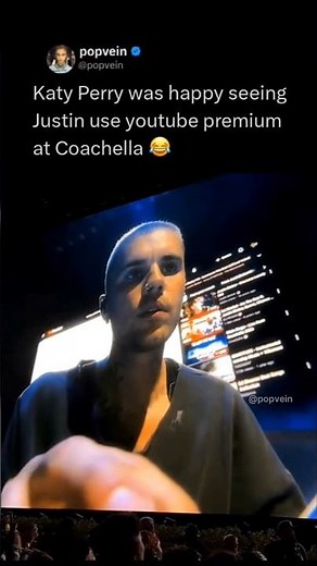 Katy Perry was happy seeing Justin Bieber use youtube premium at Coachella 2026 😂