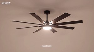 72 Inch Smart Ceiling Fan with Light – App Control /Wall Switch/Remote, High Velocity 6000 CFM, Quiet Reversible Motor, 8-Blade Industrial Design, 10"/15"/24" Downrod for High Ceilings (Black)