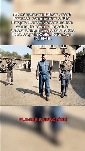 Moment Restored: SS Officer Kramer Shackled in Belsen – 1945