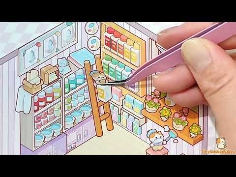 “Relaxing Miniature Art Studio with Cute Hamster Stickers 🖌️💖”
